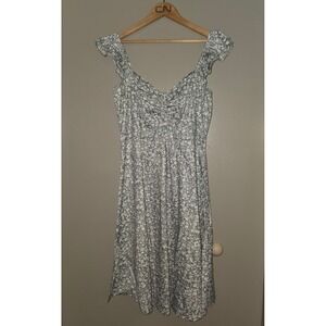 Fensace Sage Green Floral Ditsy Ruffle Cap Sleeve A-Line Sundress XL
